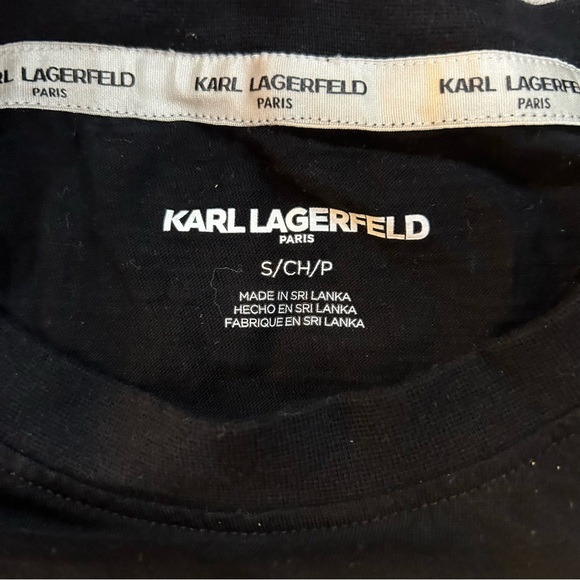 Karl Lagerfeld stripped top with open shoulders and gold logo size SP - Picture 2 of 6